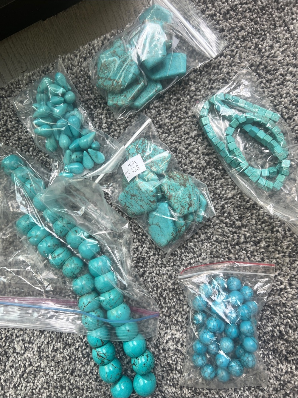 Turquoise Bead/gemstone Lot — Bright Blue-Green Statement Beads assorted sizes